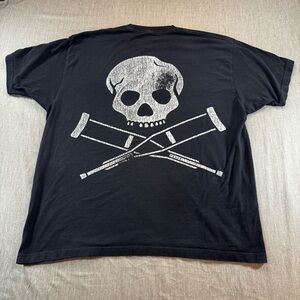 Jackass Shirt Men’s S/M Black Skull and Crutches Graphic T-Shirt Tee MTV Show